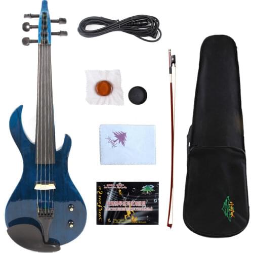 5 string Violin Electric Silent Nice Sound Solid wood White Blue Black 4/4 6.5 jack
