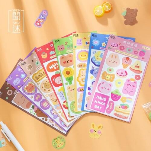 8 Designs 2 sheets/bag Cartoon Style Semi-sweet Cheese Series Creative Hand Account DIY Decor Collage Material Stickers