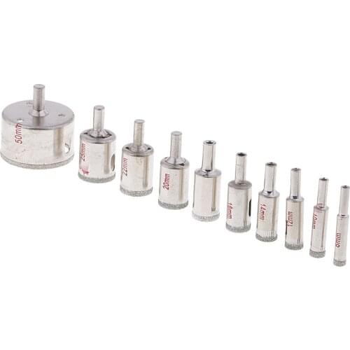 10x DIAMOND HOLE-SAW 8-50mm Ceramic Porcelain Glass Marble Drill Bit Cutter