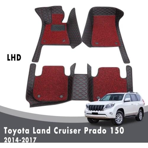 Car Floor Mats Carpets For Toyota Land Cruiser Prado 150 2017 2016 2015 2014 Auto Luxury Double Layer Wire Loop Accessories Rugs