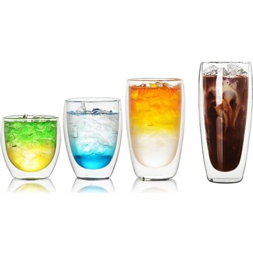 Free Shipping 4PCS Double Wall Insulated Glasses,Borosilicate Walled Coffee/Tea/beverages Glasses Cup Set of 4