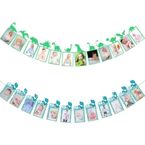 Dinosaur Mermaid Photo Banner girl Boy First 1st one year old Birthday Under The Sea ocean Themed Party Decoration supplies gift