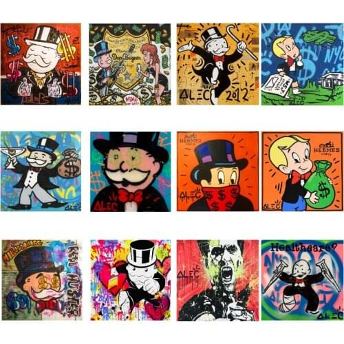 Hasbro Monopoly Real Estate Tycoon Cartoon Dollar Alec Monopoly Art Canvas Painting Posters Prints Picture Cuadros Home Decor