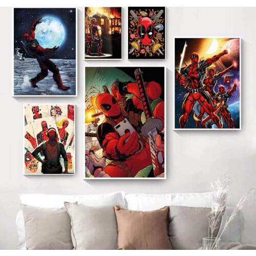 Marvel Deapool Canvas Paintings Anime Super Hero Comic Prints and Posters Wall Art Picture for Kids Room Home Decoration Cuadros