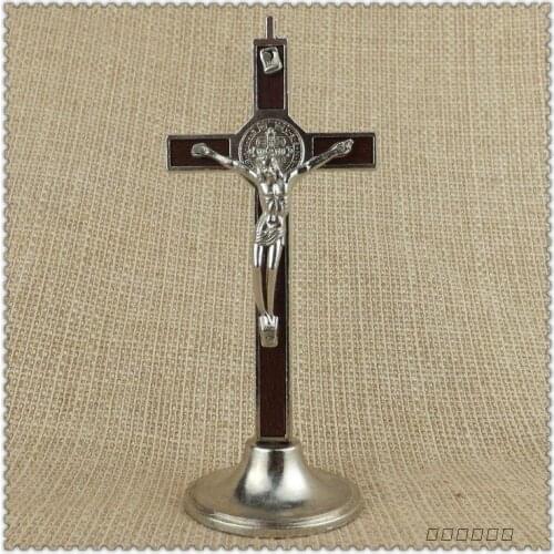 The Catholic Holy Cross Crucifix Inner Wood Inlay Base Type Religious Sacred Catholicism Church Cathedral Xyloid Rood Jesus 12cm