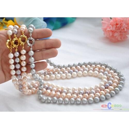 P4066 33" 11mm round freshwater cultured pearl necklace