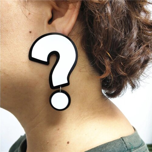 7.2cm Classic Personality Drop Earring for Women Jewelry Question mark White Symbol Acrylic Earrings Hyperbole Accessories