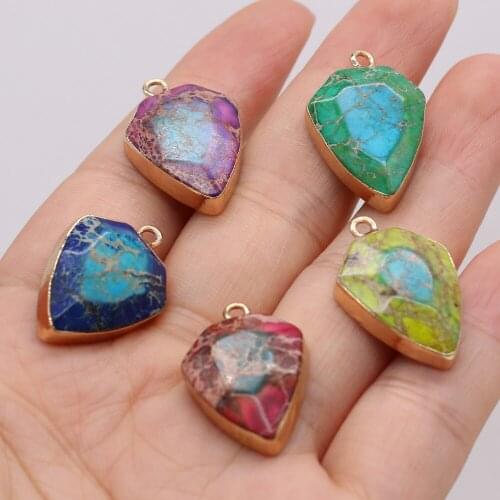 Natural Semi-precious Stone Pendant Triangle Water Droplets Shape Emperor Stone for Jewelry Making Necklaces Gift