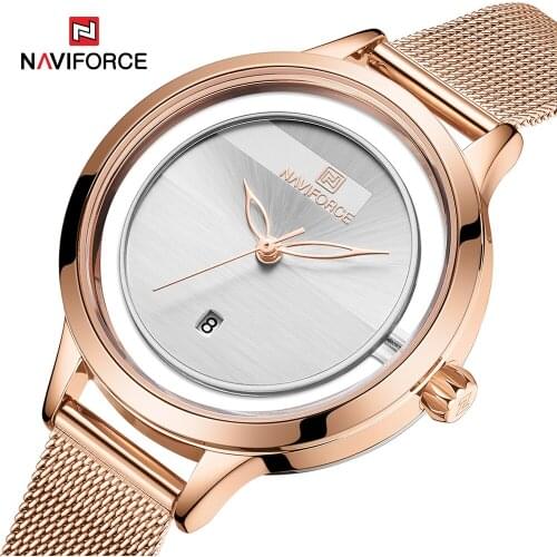 NAVIFORCE New Fashion Women Watches Luxury Rosegold Quartz Ladies Watches Relogio Feminino Mesh Band Wristwatches Reloj Mujer