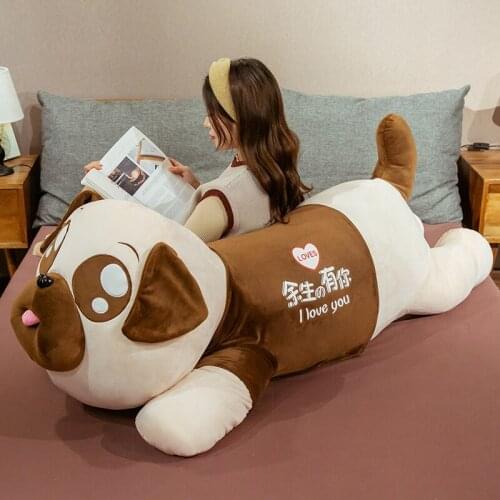 New Cute Big Size High Quality Dog Plush Toy Soft Cartoon Animal Pussy Stuffed Doll Sofa Bed Pillow Cushion Girls Birthday Gift