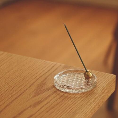 Glasses Incense Burner Calming Fragrance Aroma Base Storage Square Round Plate Aesthetic Home Office Decor Accessories