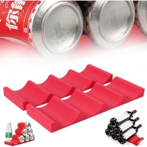 Wine Bottle Organizer Holder Silicone Stacker Cans Fridge Mats Beverages Racks refrigerator save space Kitchen Storage Shelf