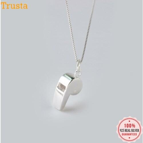 Trustdavis Genuine 100% 925 Sterling Silver Personality Whistle Necklace Wonderful For Women Girls Silver 925 Jewelry DT24