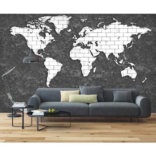 Custom 3D mural wallpaper vintage cement map brick wall background wall decorative painting