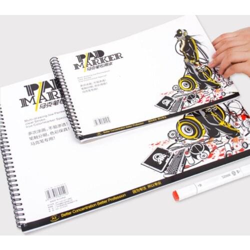 34 Sheet A3/A4/A5 Professional Marker Paper Spiral Sketch Notepad Book Painting Drawing Supplies