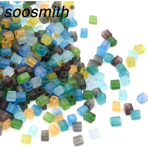Approx.4mm Transpent Square Glass Beads Loose Charms Beads for Jewelry Making Diy Bracelet Necklace Beads Cube Bead