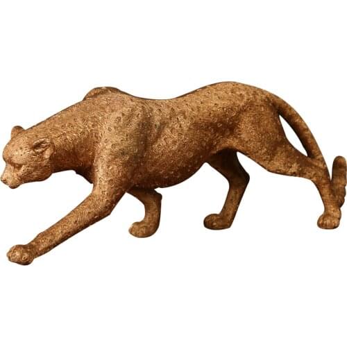 Retro Cheetah Statue Animal Figurine Panther Leopard Sculpture Home Office Table Desktop Indoor Decor Ornaments Gifts