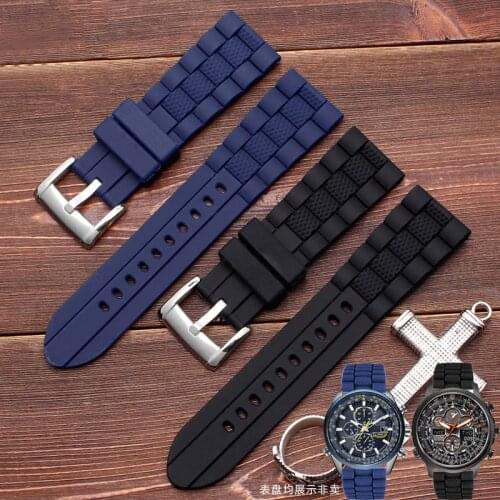 With for CITIZEN AT8020 Blue Angel strap for Armani AR5905 soft waterproof silicone watch chain 22mm 23mm blue black