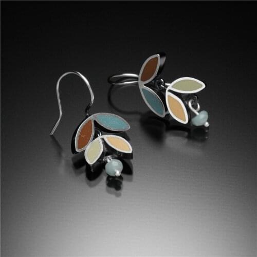 Tribal Multicolor Leaf Black Metal Dangle Earrings for Women Fashion Jewelry Elegant Wedding Drop Earring Statement Accessories
