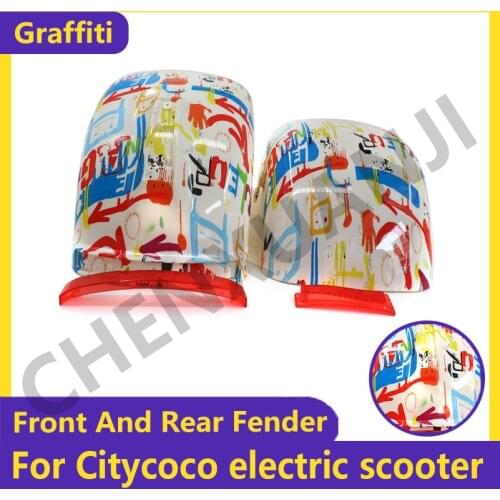 Graffiti 10x6.00-5.5 10x6.00-6 Citycoco Fender Shell Flaps Front and Rear Fender Mudguards with Taillight Reminder