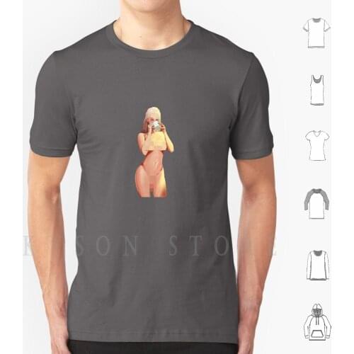 Shemale Futanari Trans Drinking Coffee-Boobs Dick Cartoon Anime T Shirt Print For Men Cotton New Cool Tee Drink Drinking Coffee