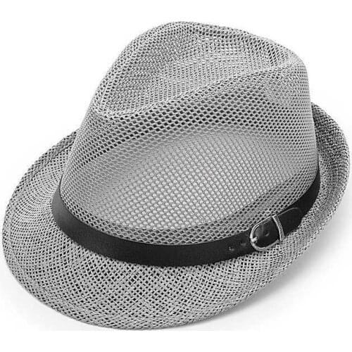 Summer Straw Jazz Hat Monofilament Grass Stereotyped Breathable Small Top Hat Mesh Middle-Aged Casual Hat