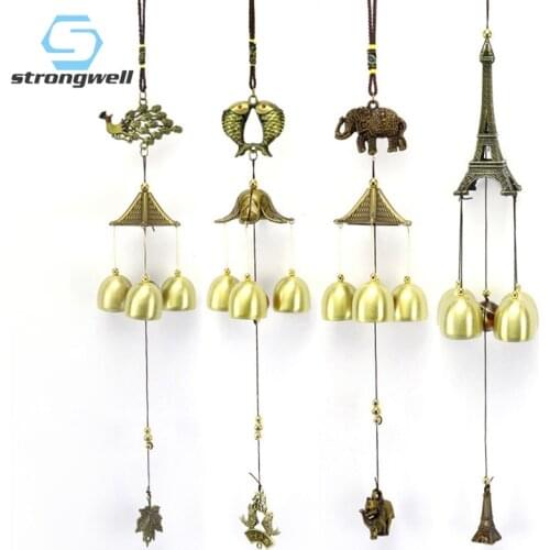 Strongwell Alloy Bronze Wind Chimes Feng Shui Door Hanging Pendant Ornaments Bell Home Garden Wall Art Good Luck Fortune Gift