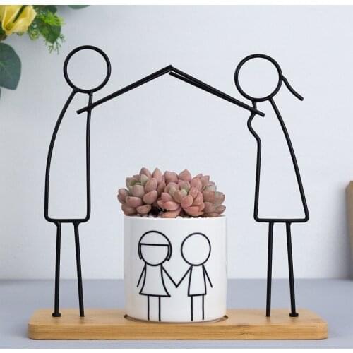Corner Storage Lovely Plant Stand Succulent Ceramic Pot Wrought Iron Rack for Home Desktop Balcony Indoor Decor Wall Storage