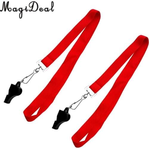 Pack of 2 Plastic SCUBA Snorkeling Safety Emergency Survival Whistle Lifeguard Rescue Signaling Whistle with Lanyard 23 inch