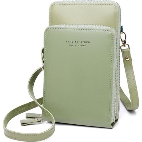 Vertical Korean girl large-capacity mobile phone bag single shoulder diagonal zipper double layer female bag for xiaomi huawei