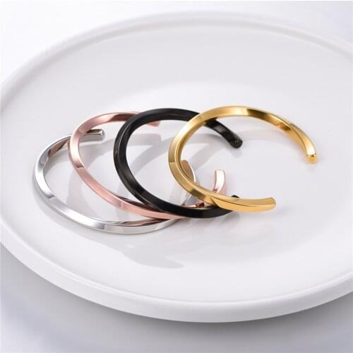 Cuff bracelets for women vintage jewelry rose gold color stainless steel ladies gift twist bangle