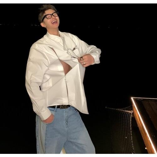 XS-6XL New 2021 Men Womens clothing Catwalk Original design Irregular detail side placket Shirt plus size costumes