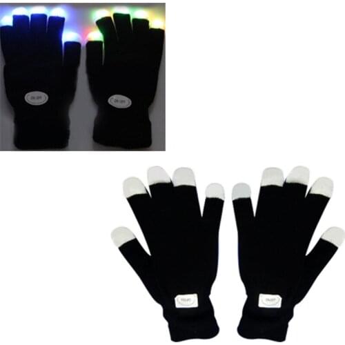 Unisex Winter Gloves Flashing Gloves Glow 7 Mode LED Rave Light Finger Lighting Mitt Hallowmas Party Decoration Tactical Gloves