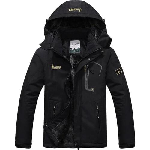 Winter Outdoor Mens Fleece Inner Hiking Jacket Waterproof Warm Sport Coat Male Camping Trekking Skiing Hooded Outwear Tops