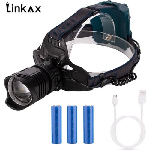 Zoom P50+XPE red light High Power 50W LED Headlamp Headlight 7 Mode USB Rechargeable Fishing Lamp Lantern Head Flashlightt