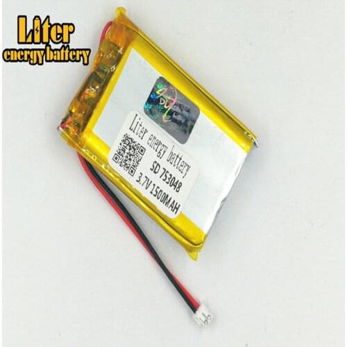 1.5MM 2pin connector 753048 753050 1500mah Rechargeable Li Polymer Battery PL LiPo Battery with Wires