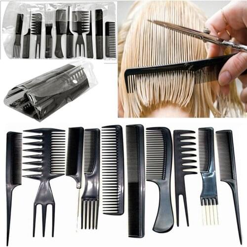 10pcs/Set Professional Hair Brush Comb Salon Barber Anti-static Hair Combs Hairbrush Hairdressing Combs Hair Care Styling Tools