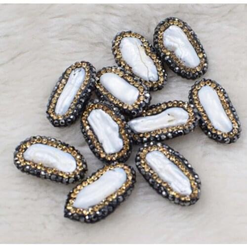 10pcs freshwater pearl white flat barouqe pendant coin and biwa shape wholesale beads nature FPPJ loose beads