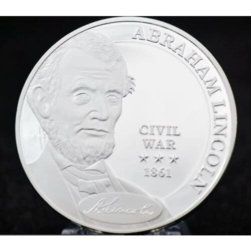 1861 American Civil War Lincoln 999 Silver Plated Commemorative Challenge Coin Collectible Coin Gift