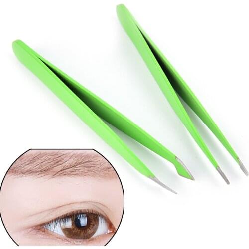 2Pcs Mini Stainless Steel Eyebrow Tweezers Professional Face Hair Removal Clip Ladies Makeup Tools