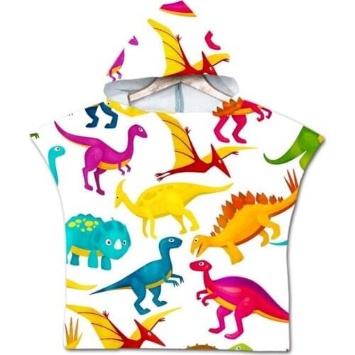 2021 Baby Accessories Dinosaur Cartoon Bath Child Kid Hooded Cloak Bathrobe Towel Beach Towel Baby Children Cartoon Bath Towel