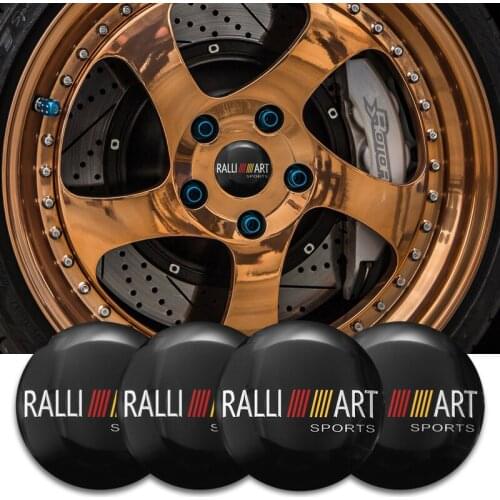 4Pcs 56mm Ralliart Emblem Auto Wheel Center Hub Caps Decal Accessories For Mitsubishi Ralliart Lancer ASX Mirage Pajero Jinxuan