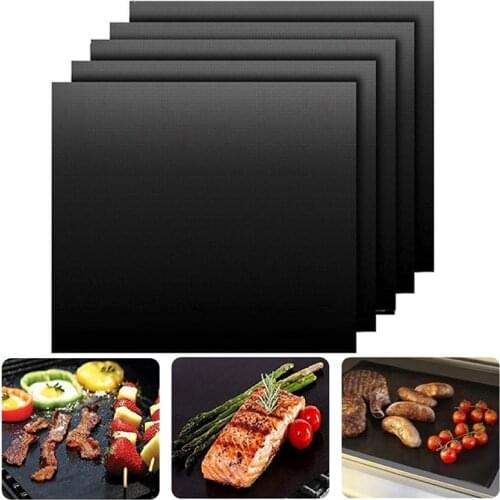 5PCS Non-stick BBQ Grill Mat 40*33cm Home Baking Mat Cooking Grilling Sheet Heat Resistance Easily Cleaned Kitchen For Party