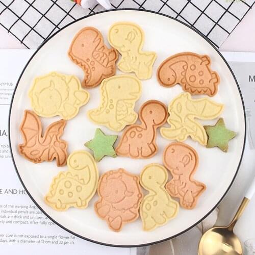 6pcs/set dinosaur biscuits cutters cake decorative boy birthday party decoration cute dino cookies baking molds baby shower