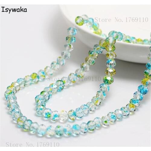 Isywaka Fashion 4x6mm 50pcs Rondelle Austria faceted Crystal Glass Beads Loose Spacer Round Beads for Jewelry Making No.26R6