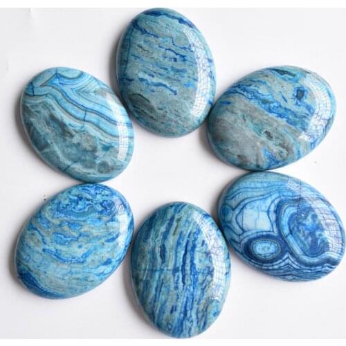 Free shipping 6pcs/lot Wholesale 30x40mm natural blue onyx Oval CAB CABOCHON beads for jewelry accessories making