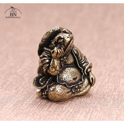 Pure Copper Master Toad Ornament Tea Pet Chinese Classical Desktop Toy Decoration Crafts Vintage Brass Animal Figurine Miniature