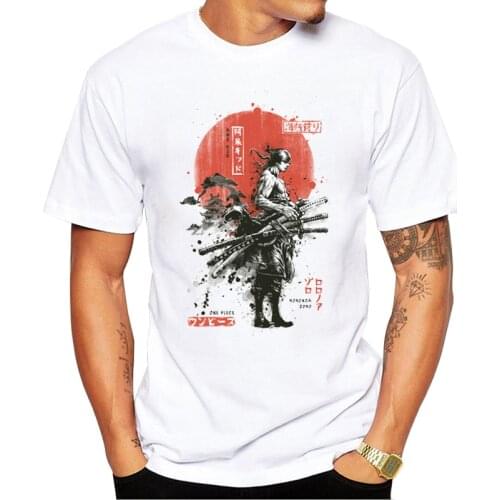 TEEHUB Hipster Zoro Samurai Wano Kuni Arc Men T-Shirt Short Sleeve O-Neck Tee Fashion Anime Samurai Printed Tshirts Funny Tops