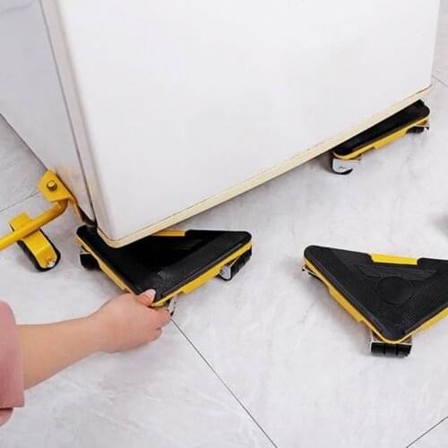 Furniture Mover Tool Transport Lifter Heavy Stuffs Moving 4 Wheeled Roller Universal Pulley with 1 Bar Set Professional Device