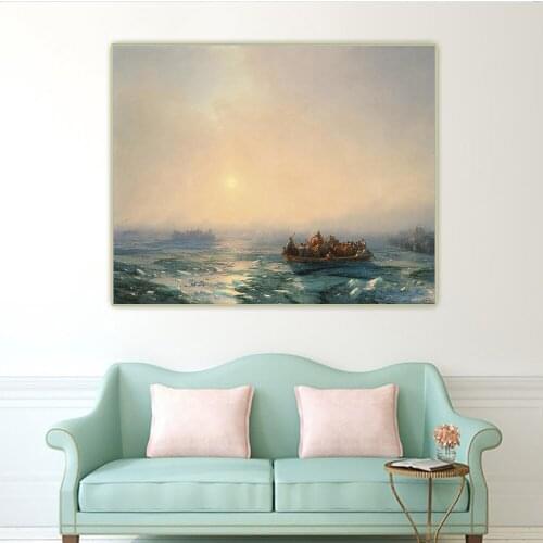 Ivan Aivazovsky《Ice In The Dnieper》Canvas Oil Painting Artwork Poster Picture Wall Hanging Decor Home Living Room Decoration